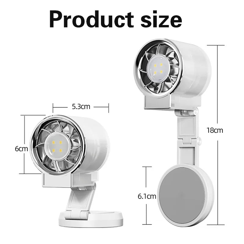 TINSOL Multifunctional Magnetic Clip-on Fill Light Mini Fan, Portable Outdoor Mini Fan, Live Streaming Selfie Handheld Small Fan