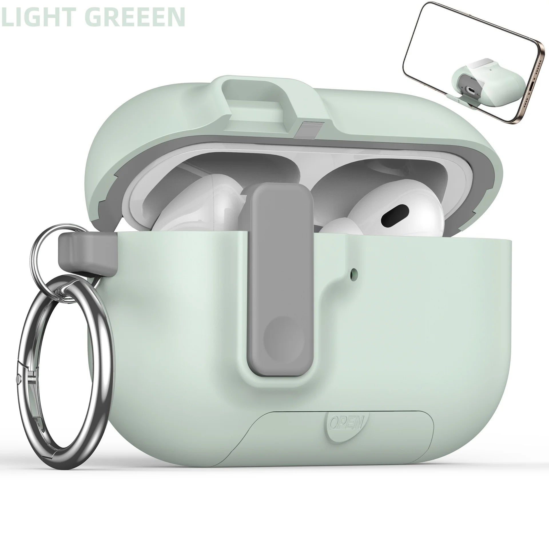 with Phone Holder For AirPods Pro 3 Case with Secure Lock Full Drop Shockproof Protective Cover with Keychain For AirPods Pro 3 (Copie)