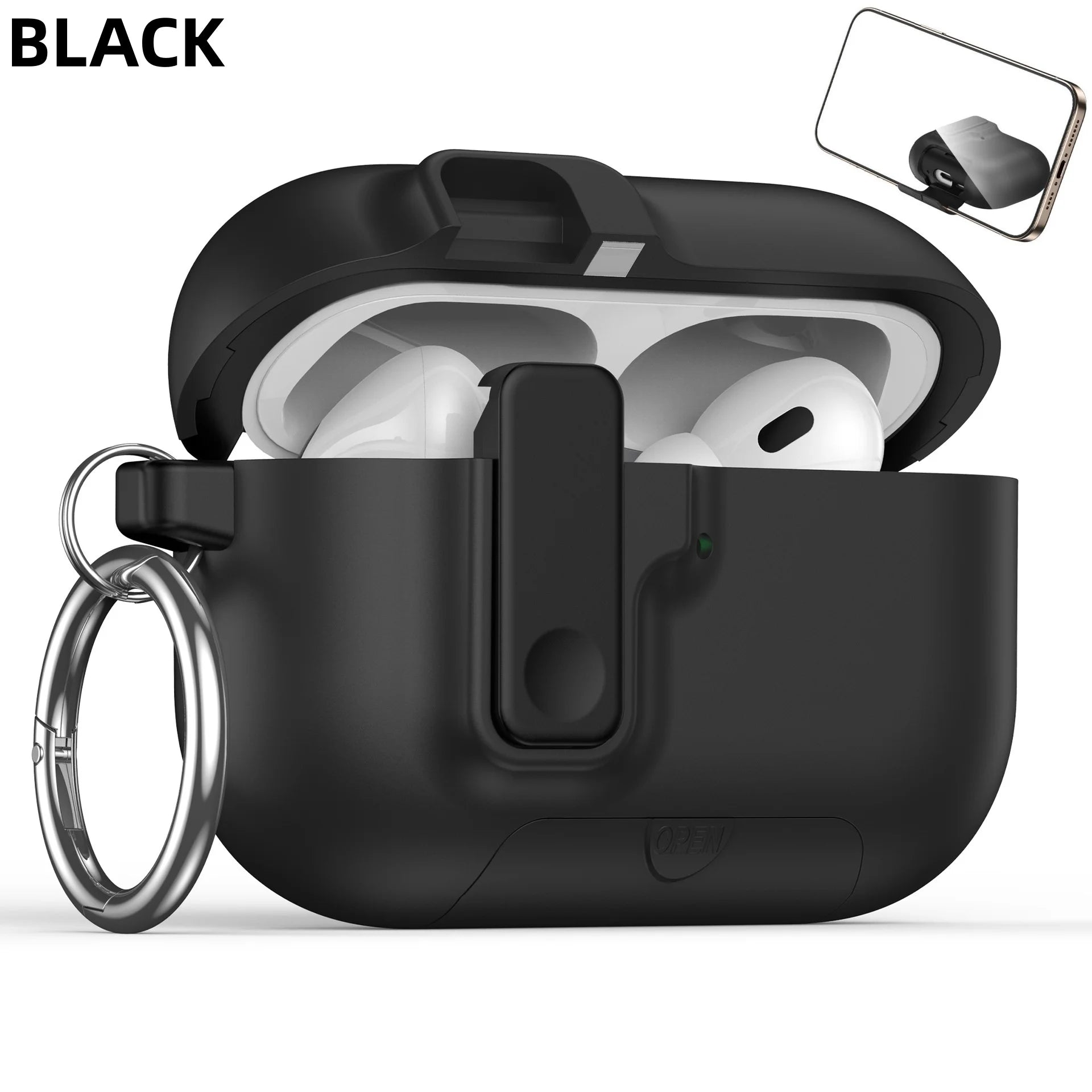 with Phone Holder For AirPods Pro 3 Case with Secure Lock Full Drop Shockproof Protective Cover with Keychain For AirPods Pro 3 (Copie)