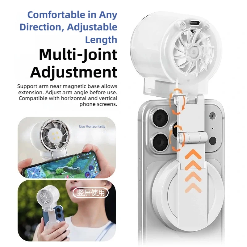 TINSOL Multifunctional Magnetic Clip-on Fill Light Mini Fan, Portable Outdoor Mini Fan, Live Streaming Selfie Handheld Small Fan