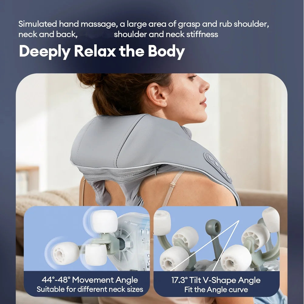8-Head Kneading Neck Shoulder Relaxation Massage Shawl Wireless Neck And Shoulder Massager Waist Back Neck Trapezius masajeador