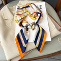 Luxury Design Skinny Silk Square Scarf Women Chain Print Foulard Neckerchief Lady Soft Satin Hairband Head Hijab Bag Ribbon Gift (Copie)