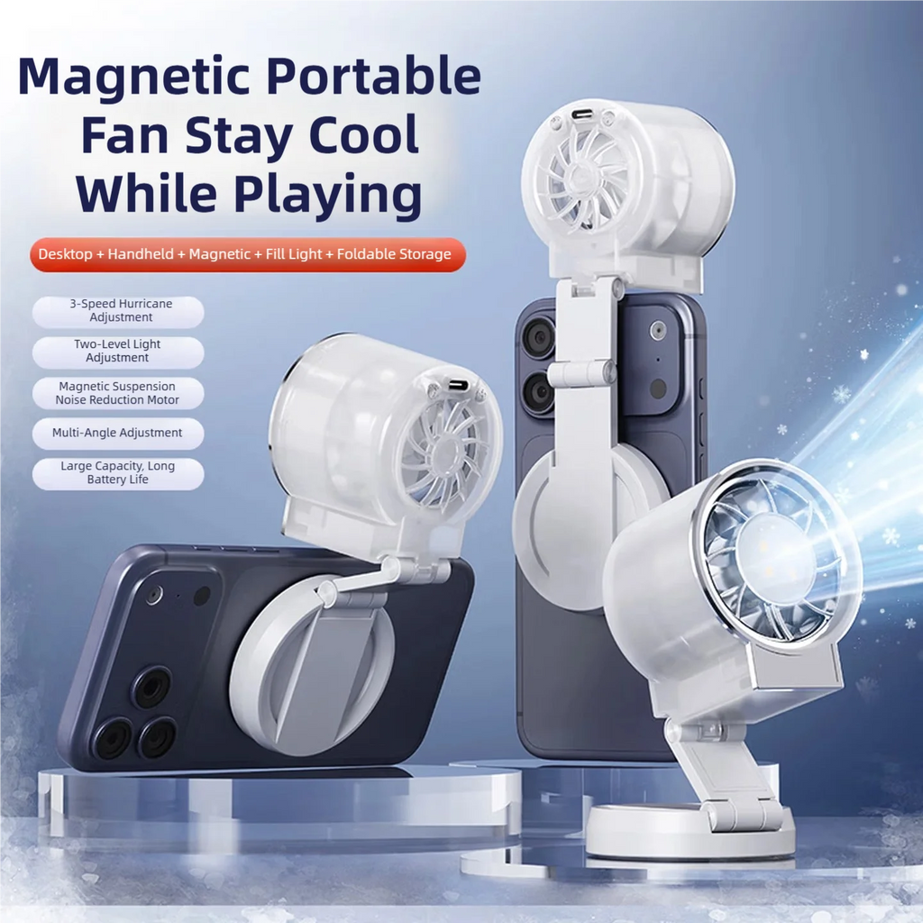 TINSOL Multifunctional Magnetic Clip-on Fill Light Mini Fan, Portable Outdoor Mini Fan, Live Streaming Selfie Handheld Small Fan