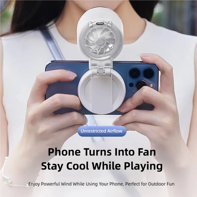 TINSOL Multifunctional Magnetic Clip-on Fill Light Mini Fan, Portable Outdoor Mini Fan, Live Streaming Selfie Handheld Small Fan