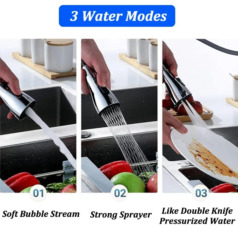 Universal 360° Rotation Kitchen Faucet Extender 3 In1 ABS Durable Water Saving Shower Spray Head Bathroom Basin Tap Replacement (Copie)