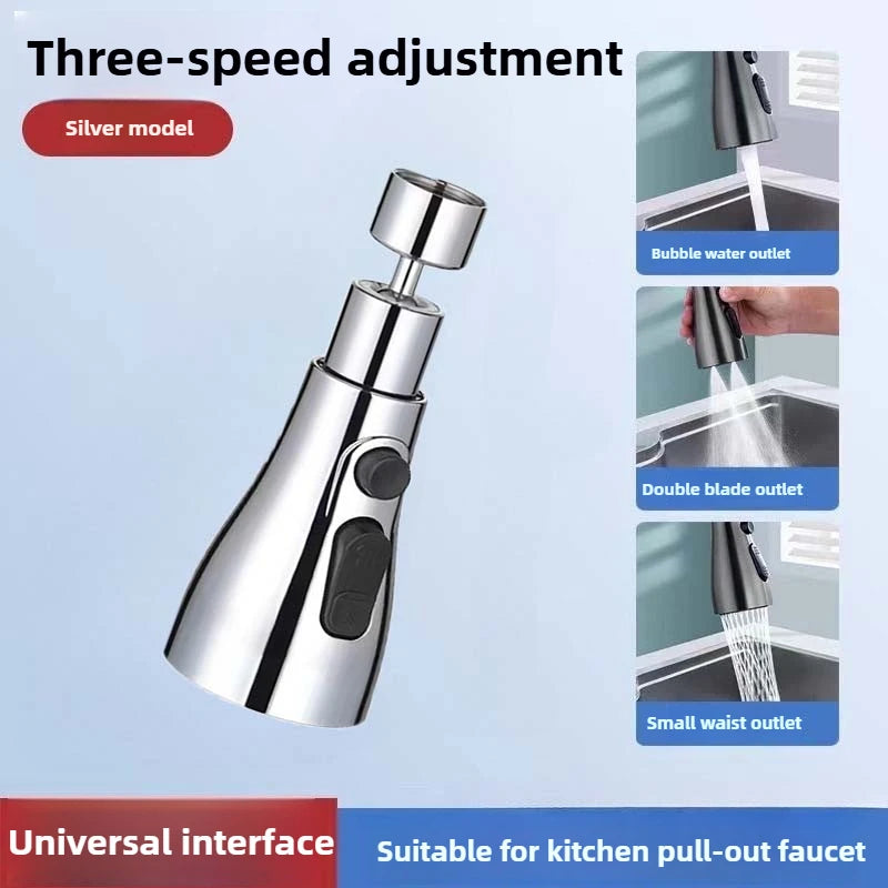Universal 360° Rotation Kitchen Faucet Extender 3 In1 ABS Durable Water Saving Shower Spray Head Bathroom Basin Tap Replacement (Copie)