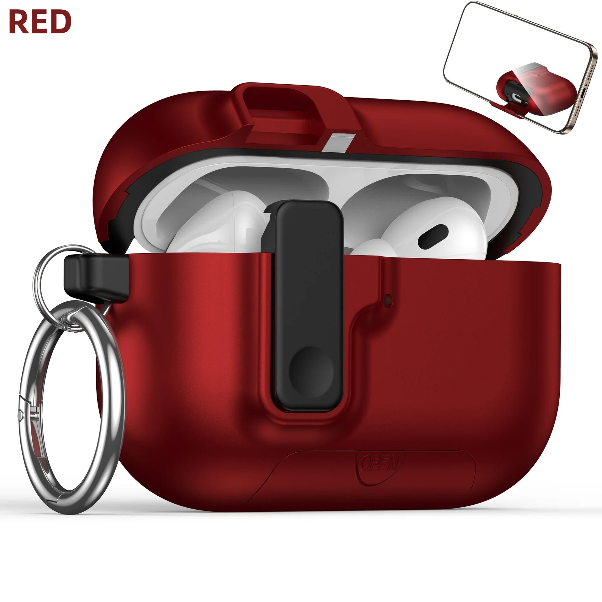 with Phone Holder For AirPods Pro 3 Case with Secure Lock Full Drop Shockproof Protective Cover with Keychain For AirPods Pro 3 (Copie)