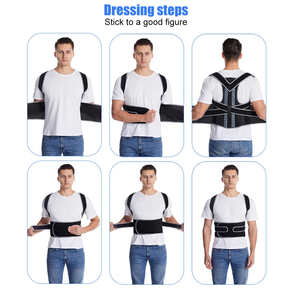 Posture Corrector for Men Women - Adjustable Back Brace for Upper&Lower Back Pain - Lumbar & Shoulder Support to Improve Posture (Copie)