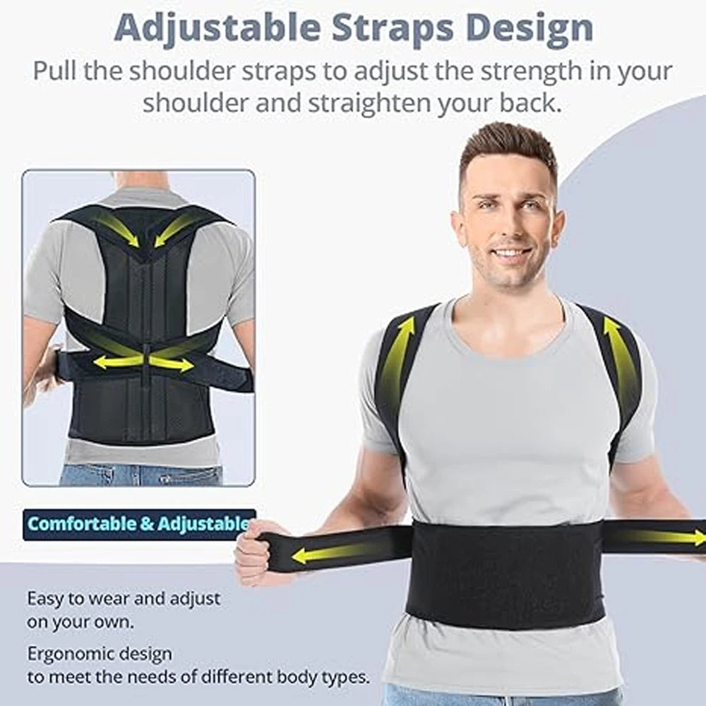 Posture Corrector for Men Women - Adjustable Back Brace for Upper&Lower Back Pain - Lumbar & Shoulder Support to Improve Posture (Copie)